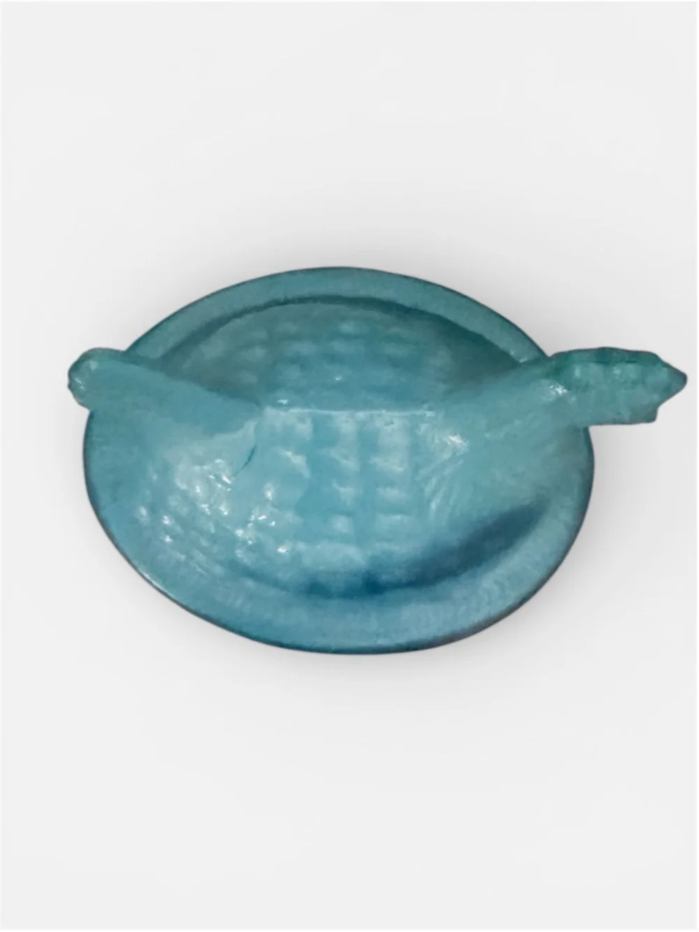 Vintage Blue Slag Glass Hen on Nest Salt Cellar | Marbled Chicken Dish | Farmhou